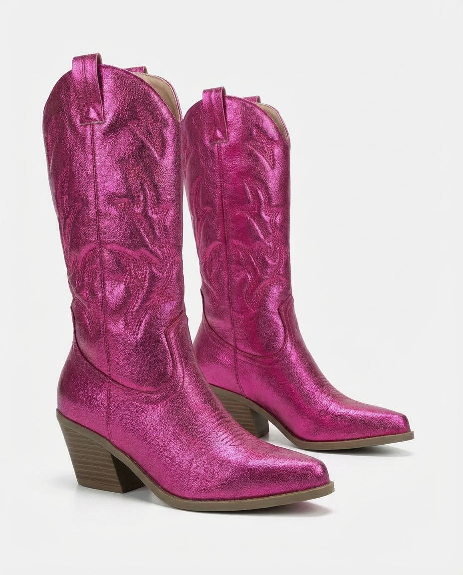 Pink Rodeo Metallic Cowboy Boots
