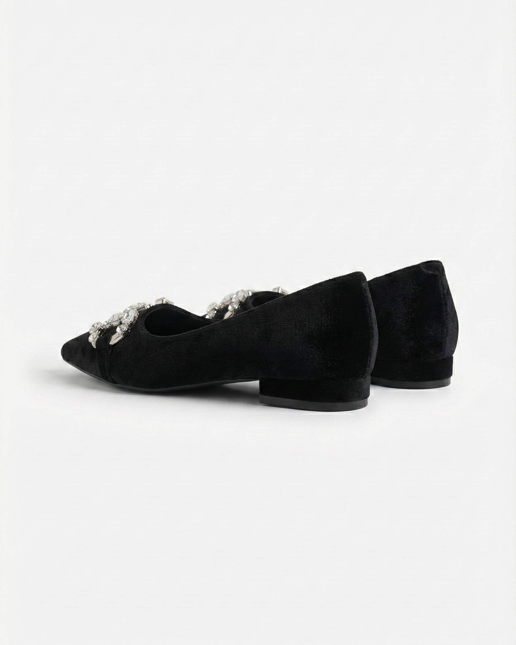 Midnight Glam Pointed Flats – Black