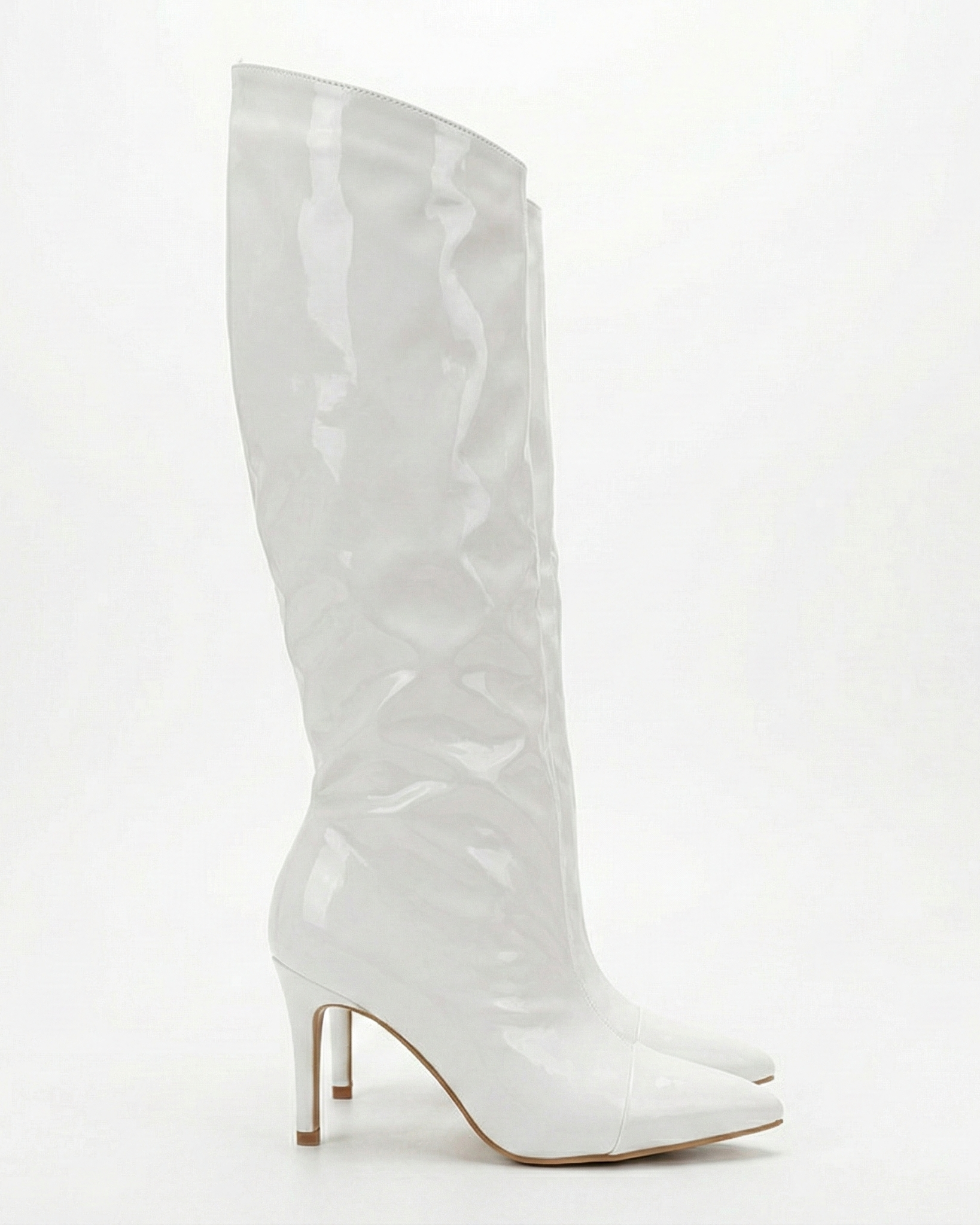Latex Luxe Knee Boots – White