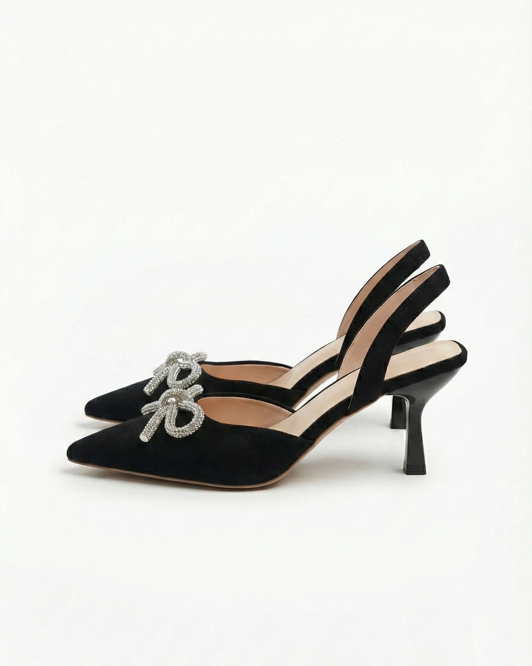 Bow Affair Slingback Heels – Black
