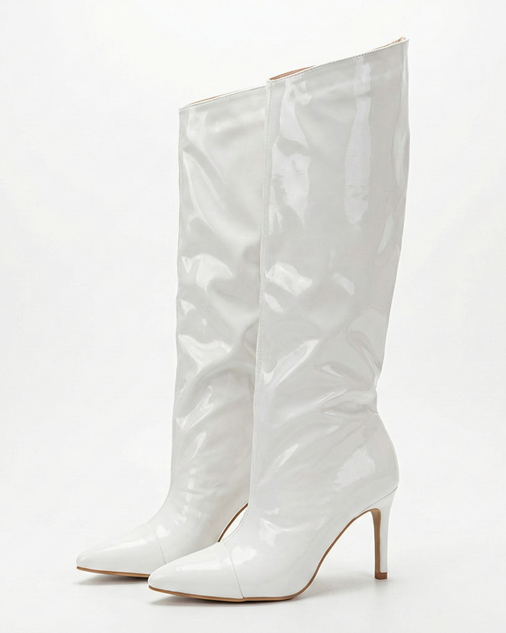 Latex Luxe Knee Boots – White