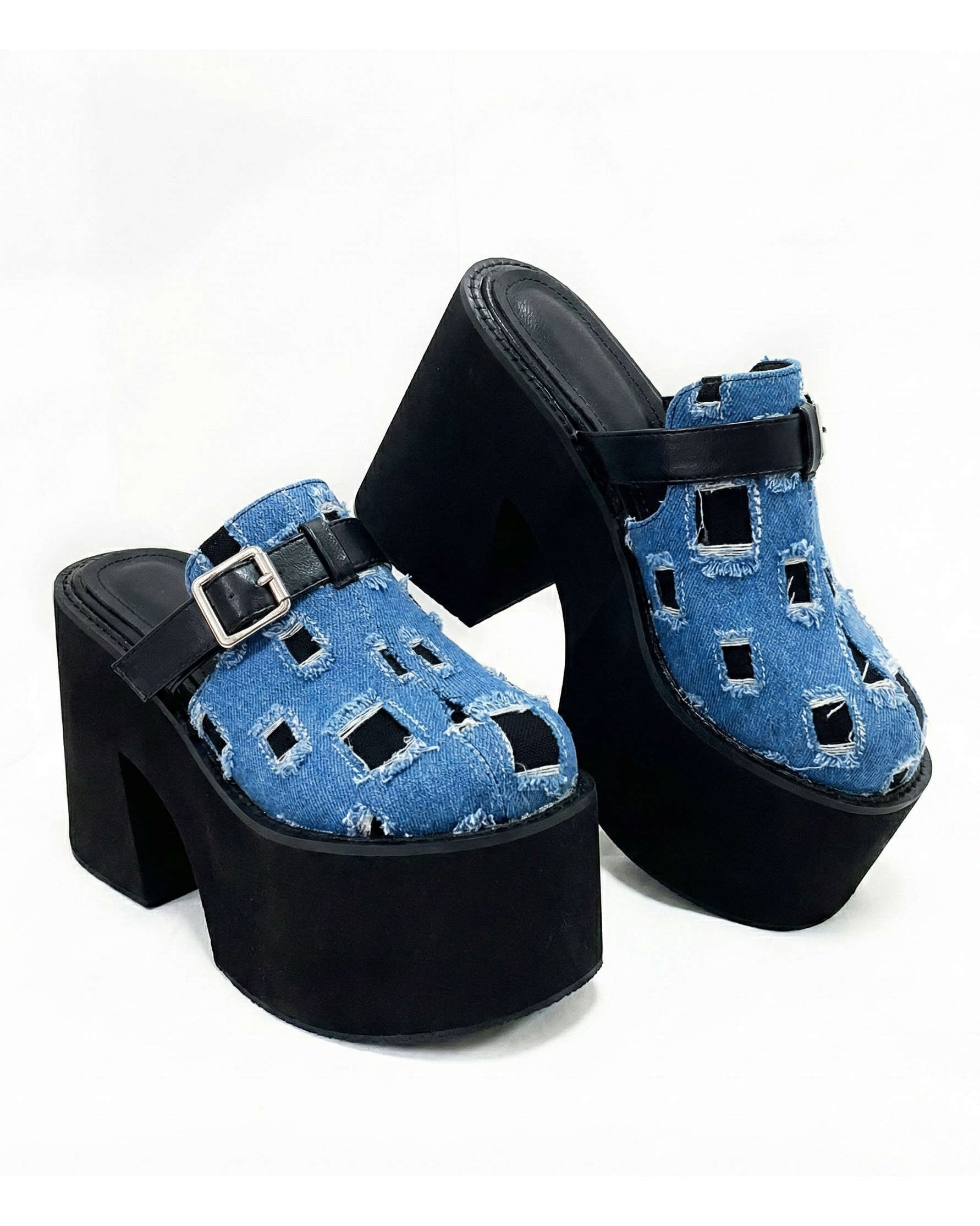 Denim Riot Platform Clogs – Blue