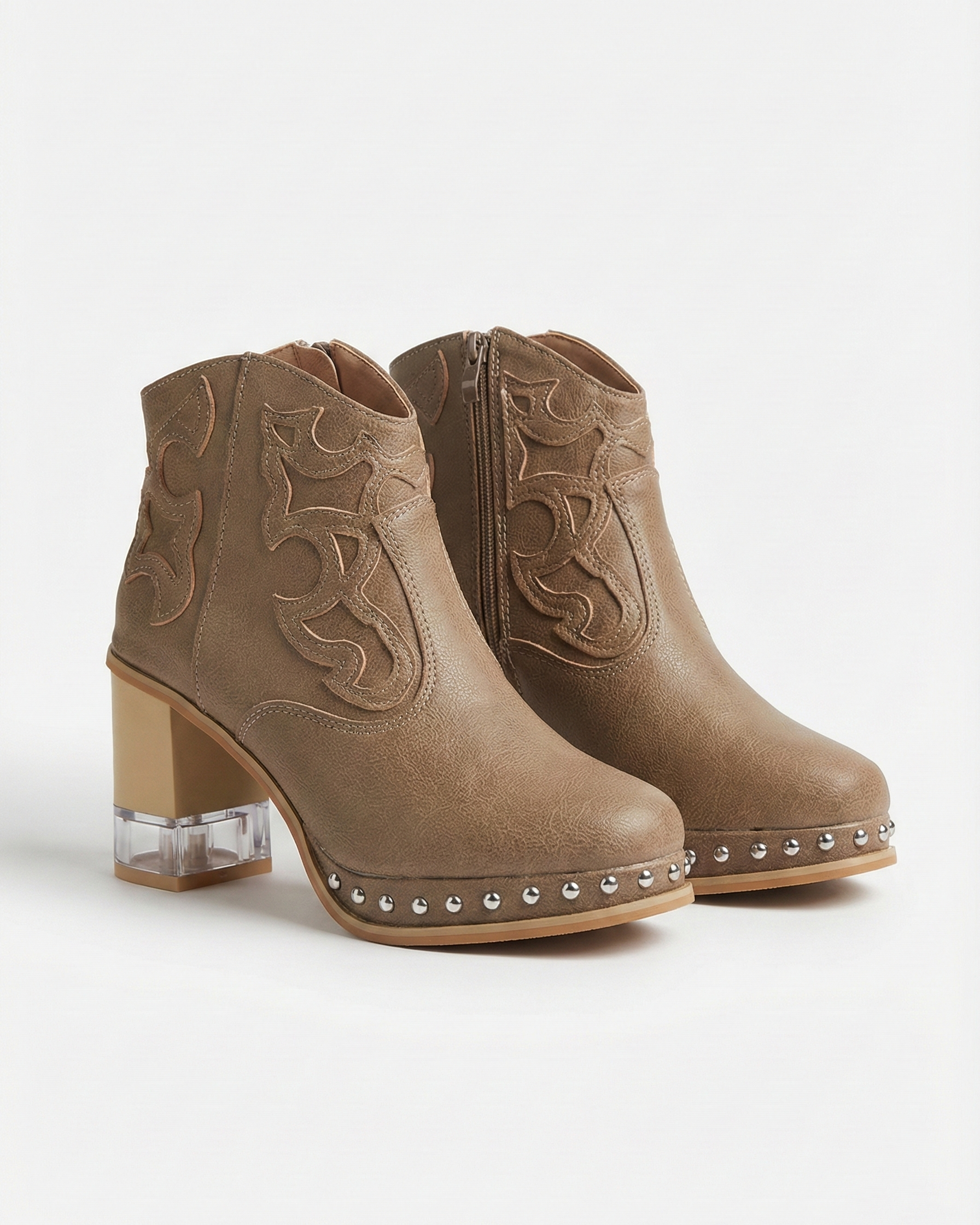 Wild Card Western Ankle Boots – Taupe