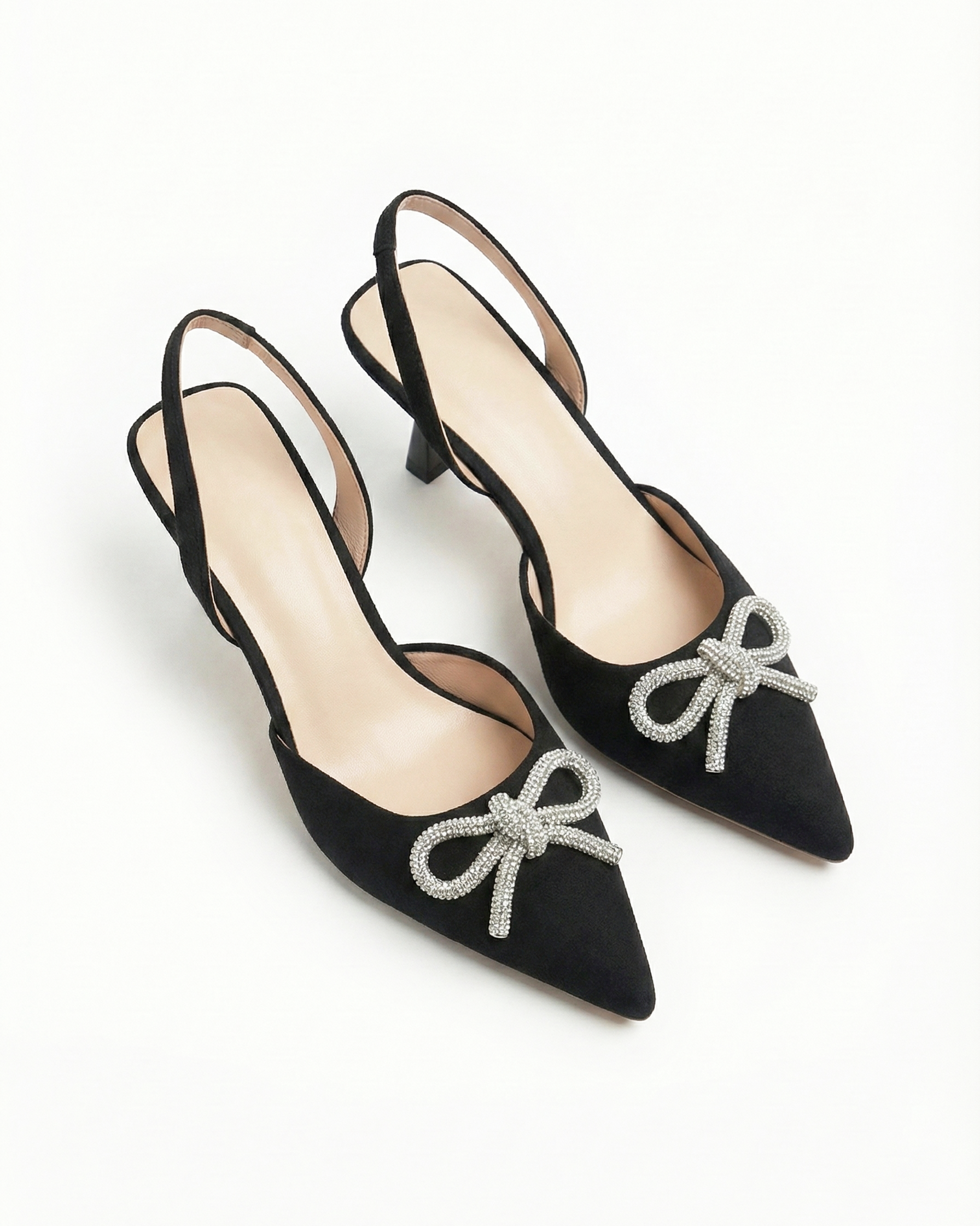 Bow Affair Slingback Heels – Black