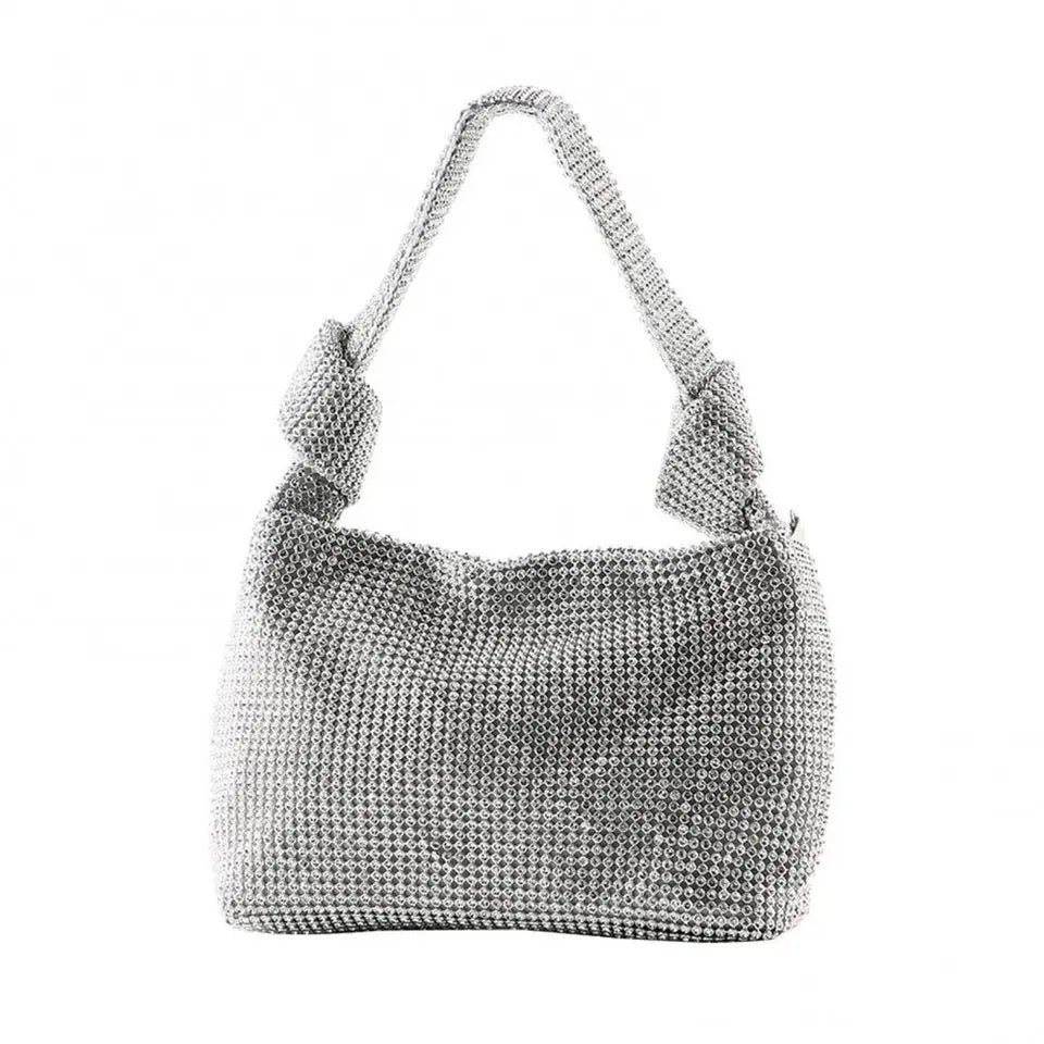 Silver Shiny Rhinestone Mini Party Bag
